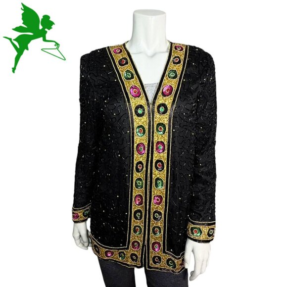 VINTAGE LAURENCE KAZAR Beaded Jazz Club Evening Jacket - Picture 1 of 10